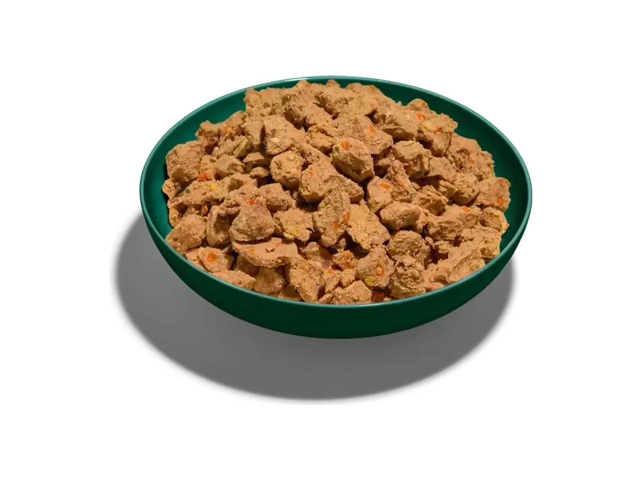 A green bowl of Lyka Grass Fed Beef fresh dog food on a plain white background.