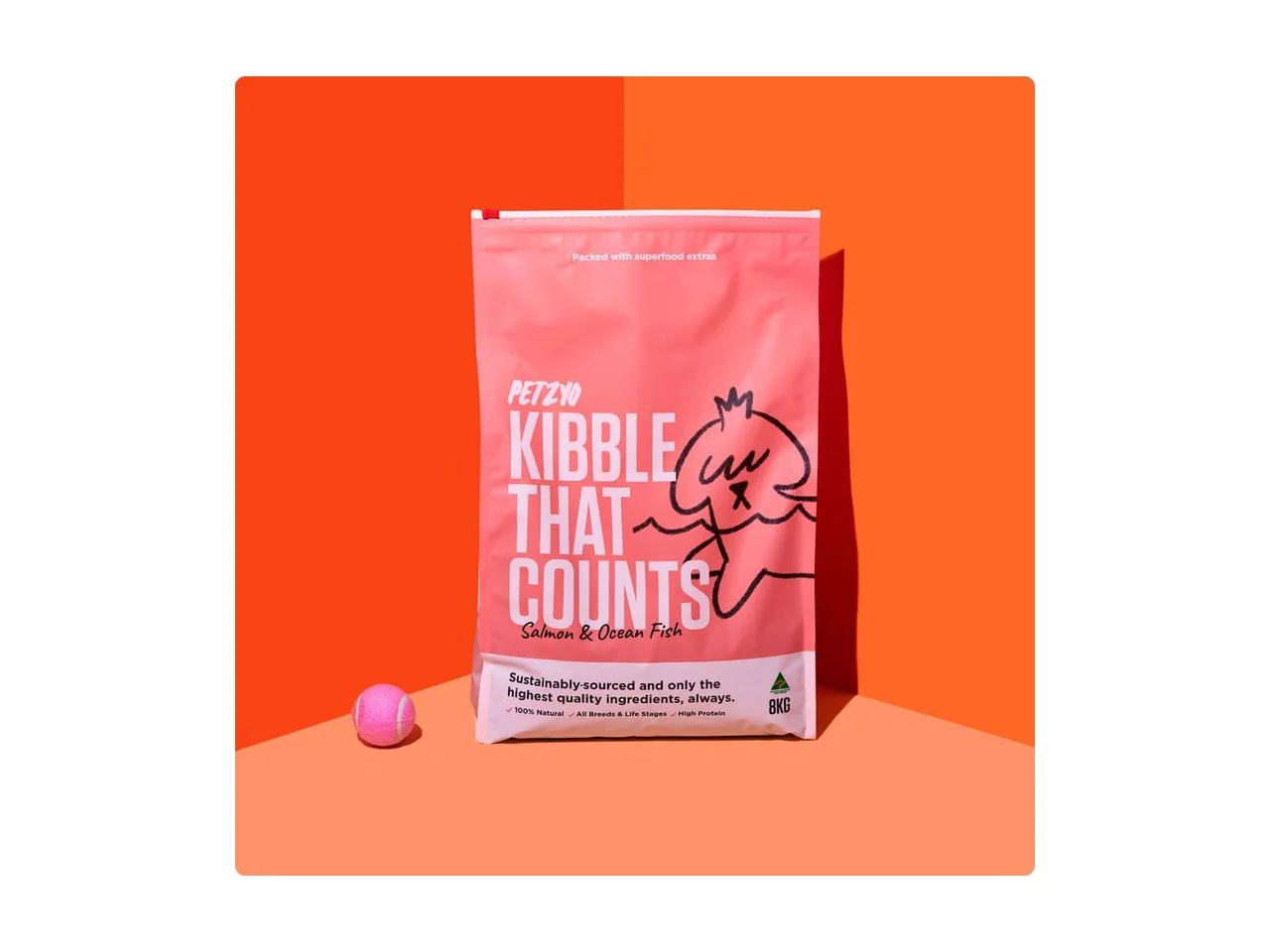 Petzyo Kibble That Counts Salmon & Ocean Fish with Green Lipped Mussels 8kg pack